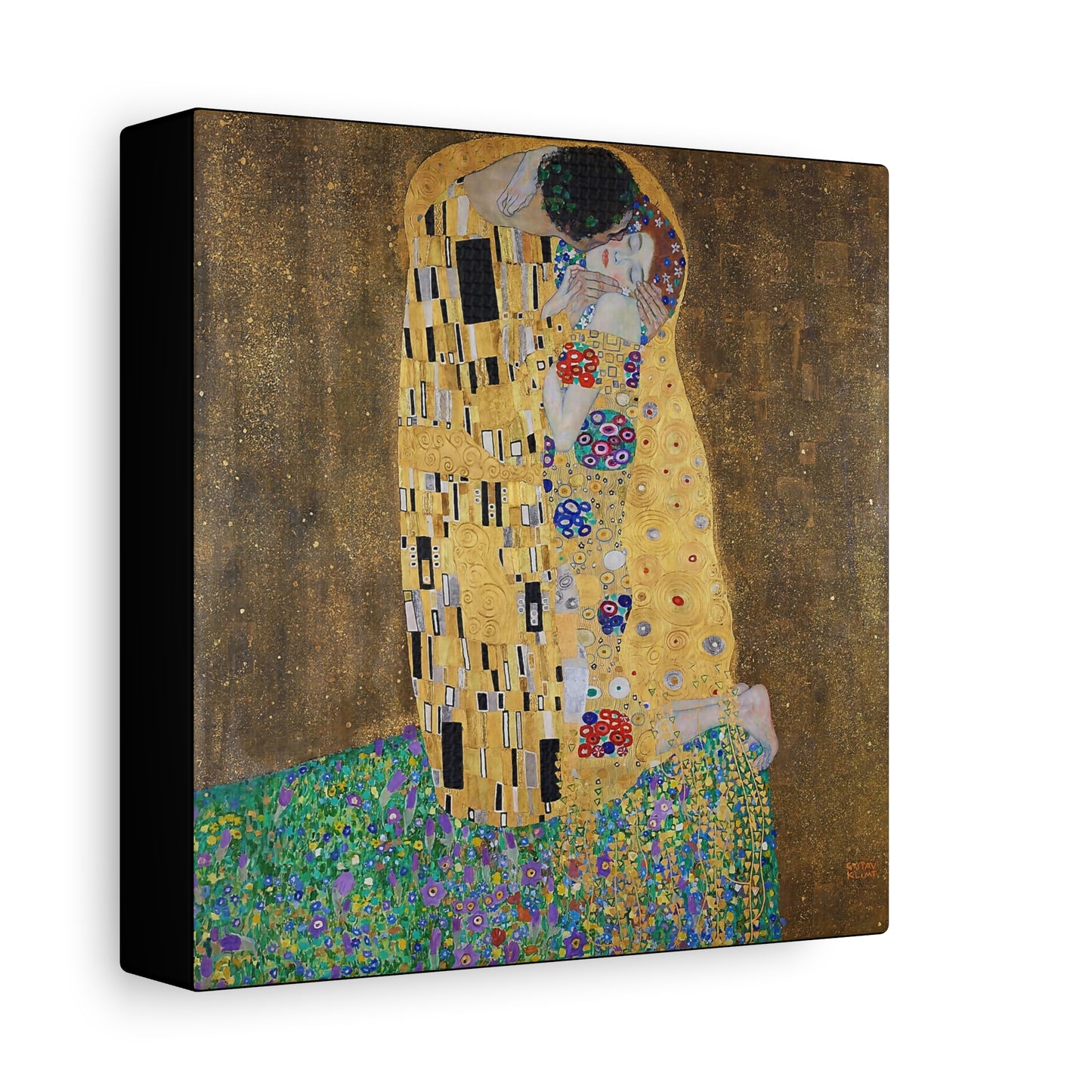 The kiss - lovers (1908) by Gustav Klimt / Reproduction Fine Art sur Toile / Flanc Large Epaisseur 3.2 cm - 1.25 inch