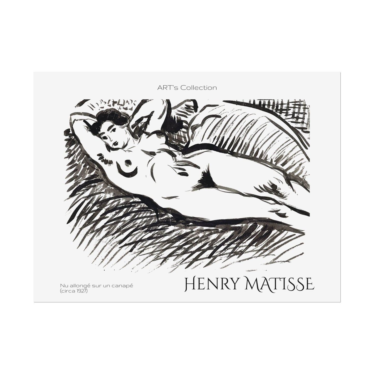 Nu allongé sur un canapé (circa 1927) by Henry Matisse / Affiche imprimée - Série ART's Collection