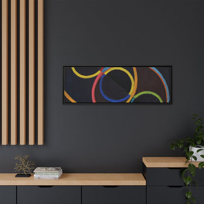 Relief noir avec des cercles de couleur  by Robert Delaunay  / Toile encadrée sur caisse américaine
