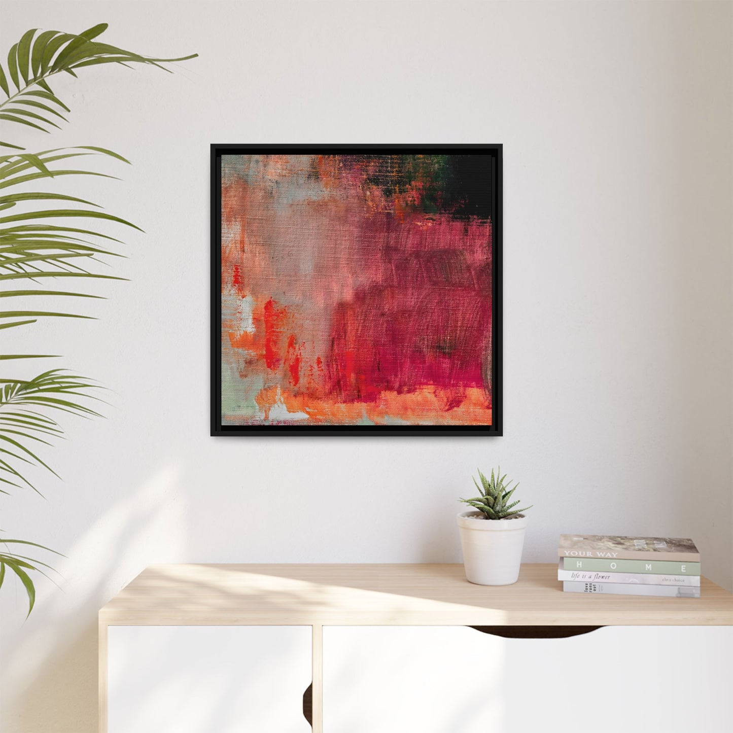 Tableau Contemporain Rubis "Série Sign Collections" / Toile encadrée sur caisse américaine