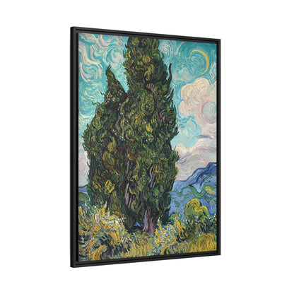 Cypresses (1889) by Vincent van Gogh / Toile encadrée sur caisse américaine