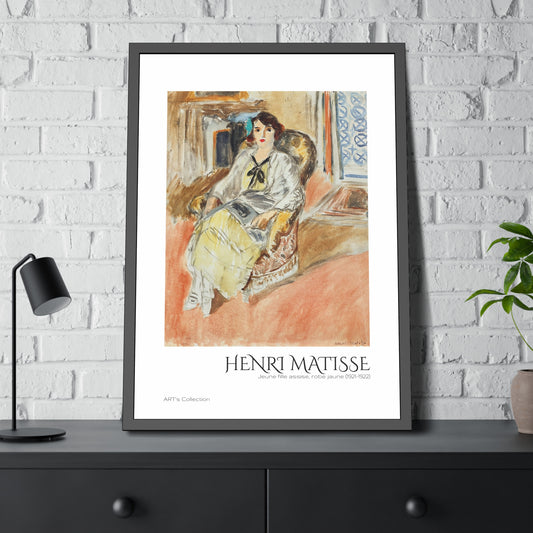 Jeune fille assise, robe jaune (1921-1922) by Henri Matisse  / Affiche Encadrée série ART's Collection