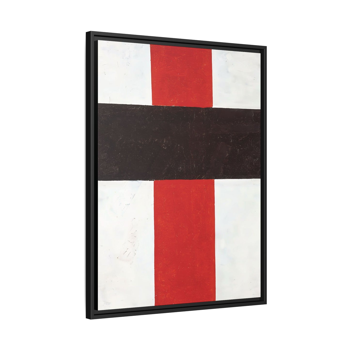 Large cross in black over red on white (1920) by Kazimir Malevich  / Toile encadrée sur caisse américaine