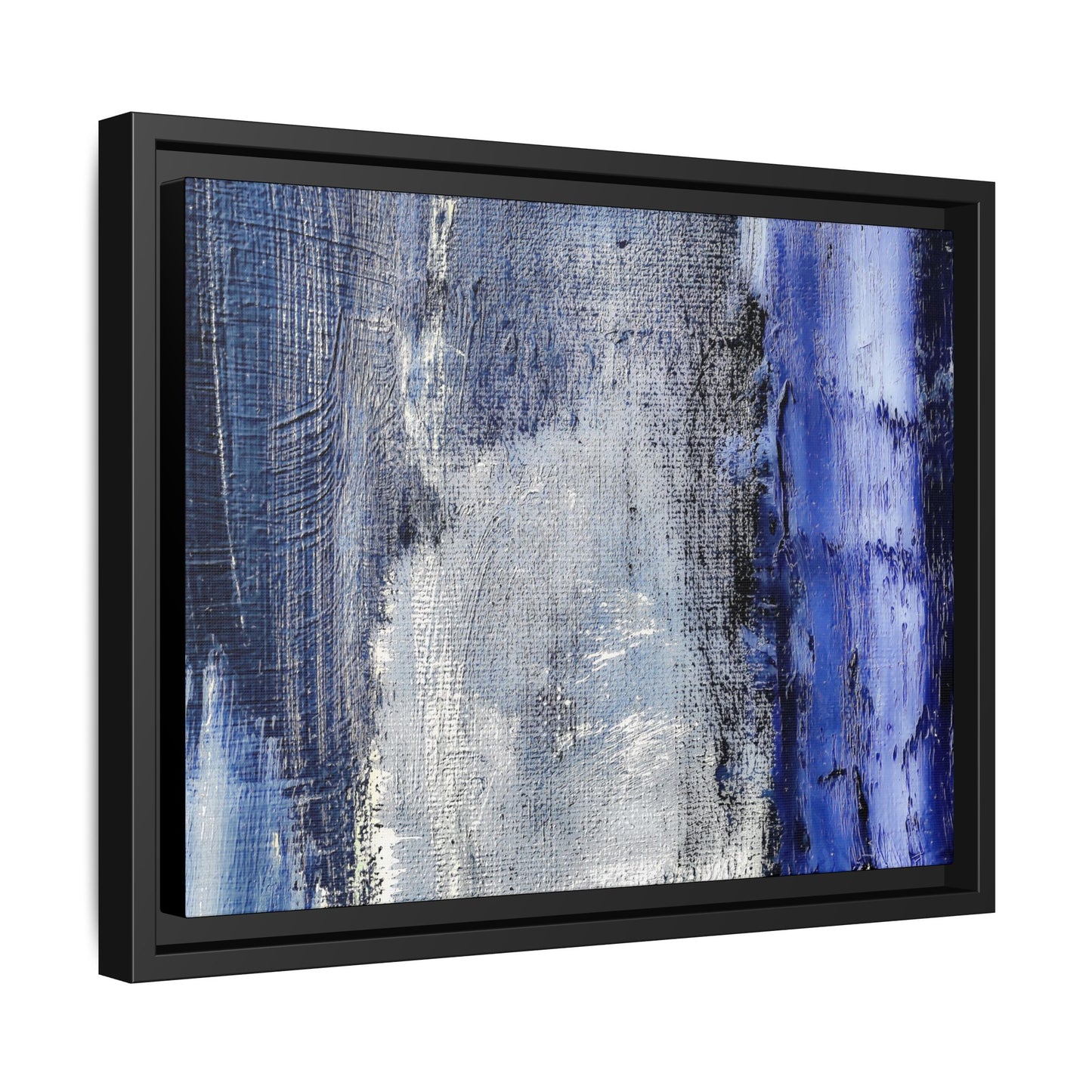 Tableau Beaux Arts Anthracite & Bleu Contrasté "Série Sign Collections" / Toile encadrée sur caisse américaine