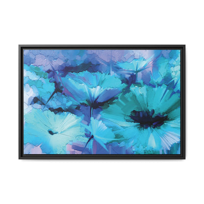 Tableau Floral Turquoise "Série Sign Collections" / Toile encadrée sur caisse américaine