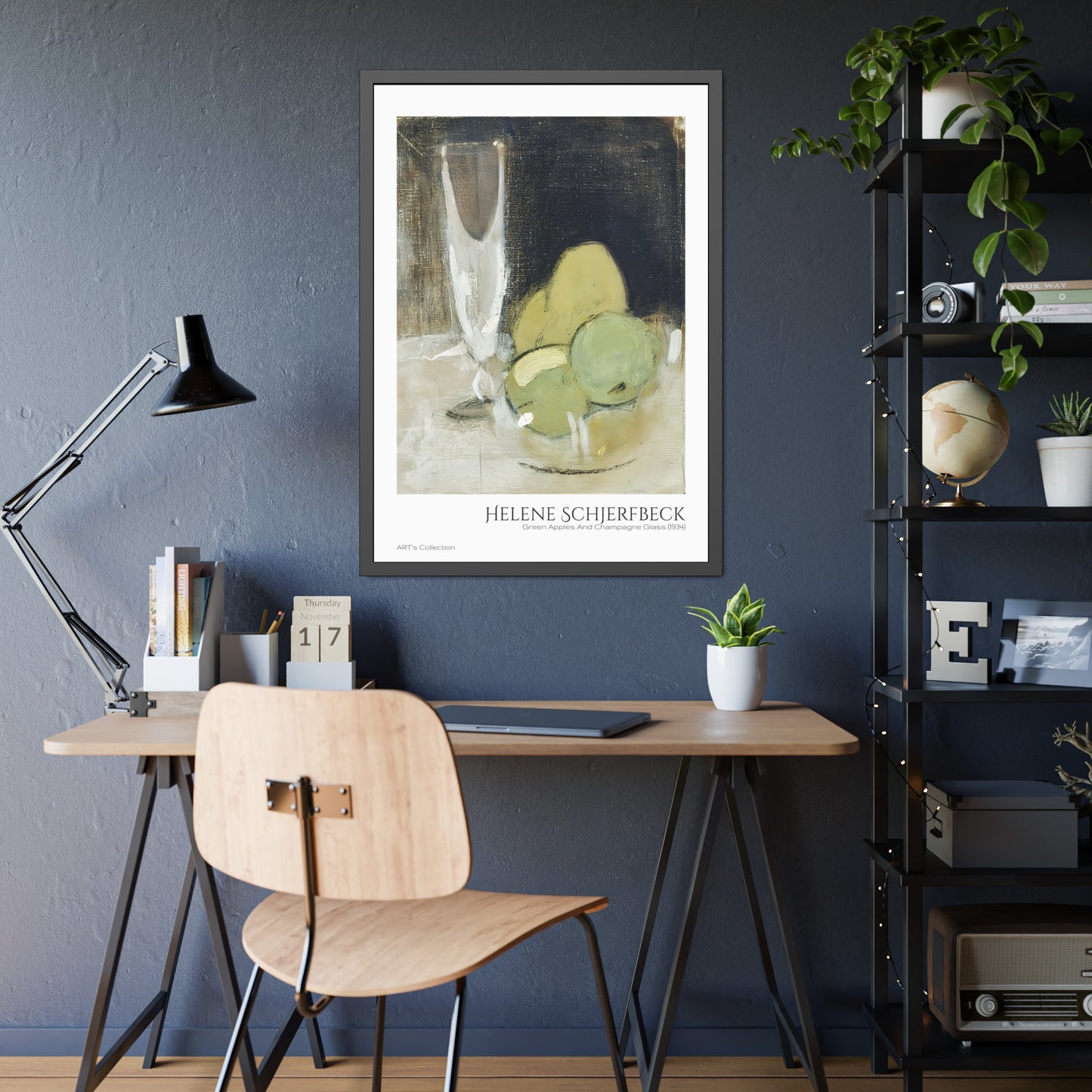 Green Apples And Champagne Glass (1934) by Helene Schjerfbeck / Affiche Encadrée série ART's Collection