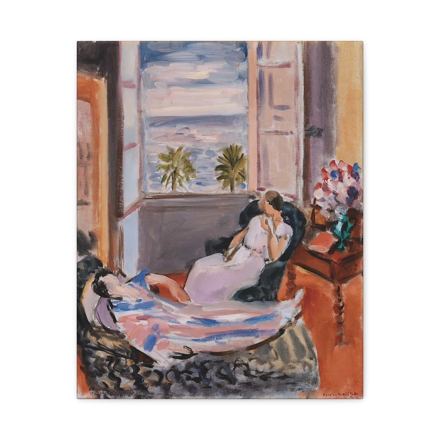 Intérieur à deux personnages, fenêtre ouverte (1922) by Henri Matisse / Reproduction Fine Art sur Toile /  Epaisseur 3.2 cm - 1.25 inch