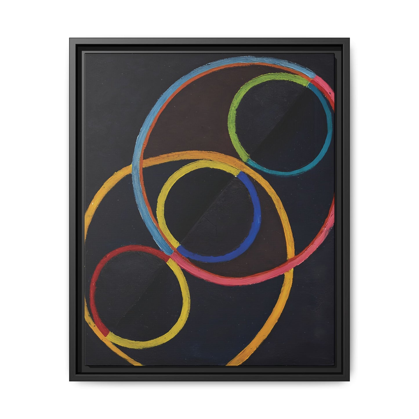 Relief noir avec des cercles de couleur  by Robert Delaunay  / Toile encadrée sur caisse américaine