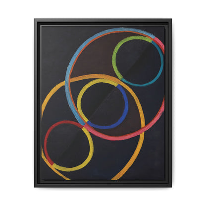 Relief noir avec des cercles de couleur  by Robert Delaunay  / Toile encadrée sur caisse américaine