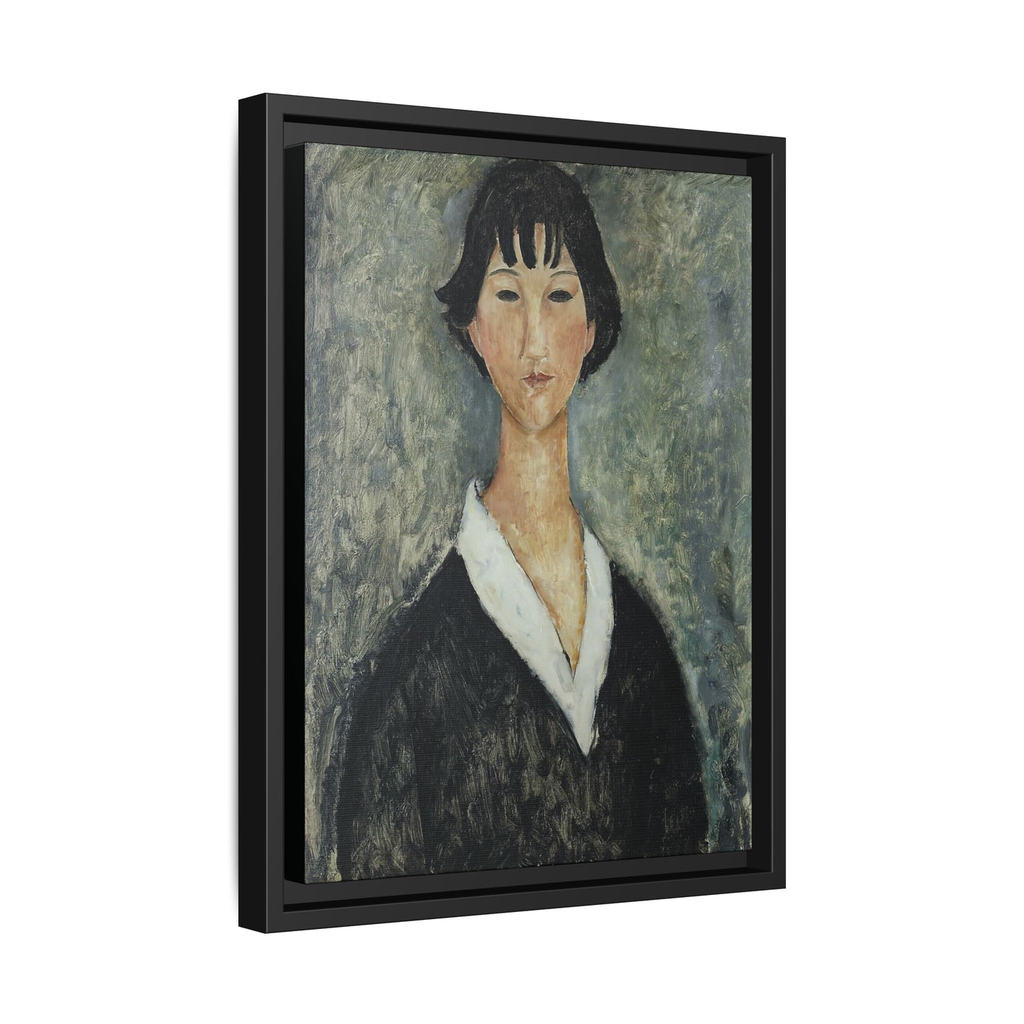 Jeune Fille Aux Cheveux Noirs by Amedeo Modigliani / Toile encadrée sur caisse américaine