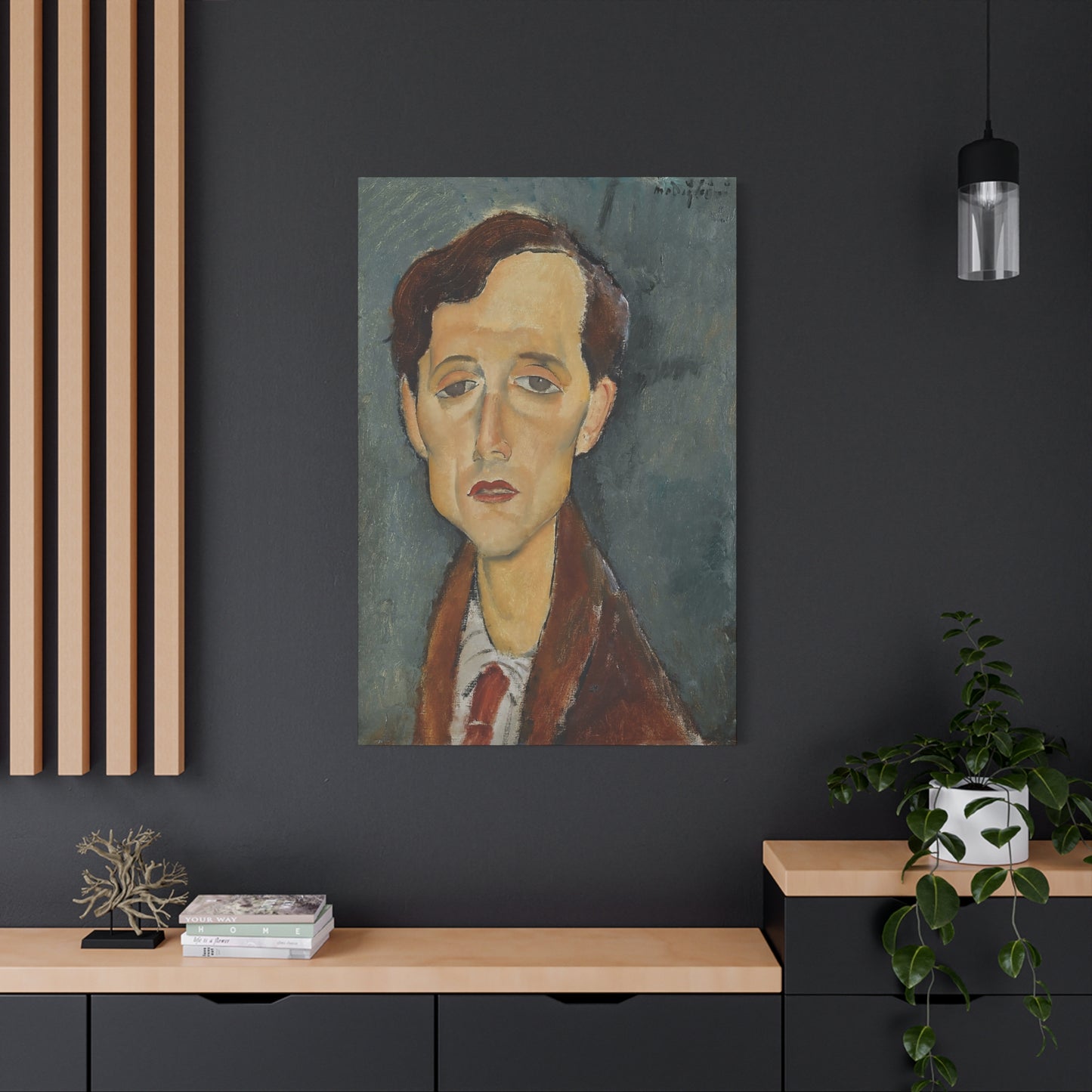 Portrait of Frans Hellens (1919)  by Amedeo Modigliani / Reproduction Fine Art sur Toile / Flanc Large Epaisseur 3.2 cm - 1.25 inch