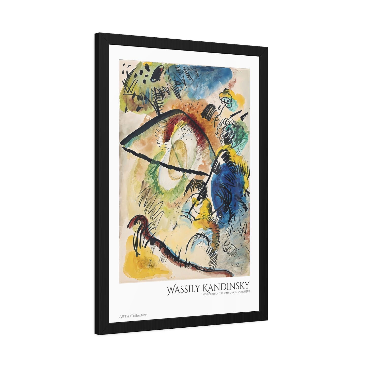 Watercolor IX with black lines (1913) by Wassily Kandinsky / Affiche Encadrée série ART's Collection