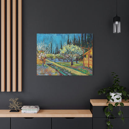 Orchard Bordered by Cypresses (1888) by Vincent van Gogh  / Reproduction Fine Art sur Toile / Epaisseur 3,2cm - 1'25 po