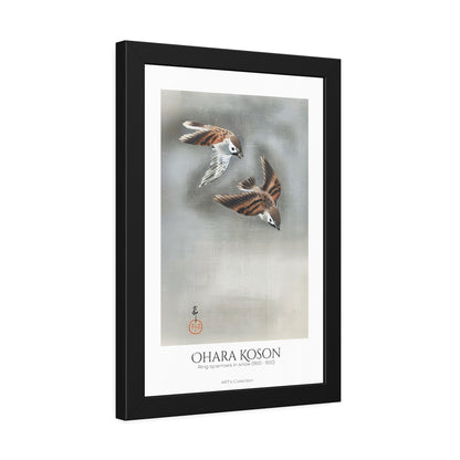 Ring sparrows in snow (1900-1930) by Ohara Koson / Affiche Encadrée série ART's Collection