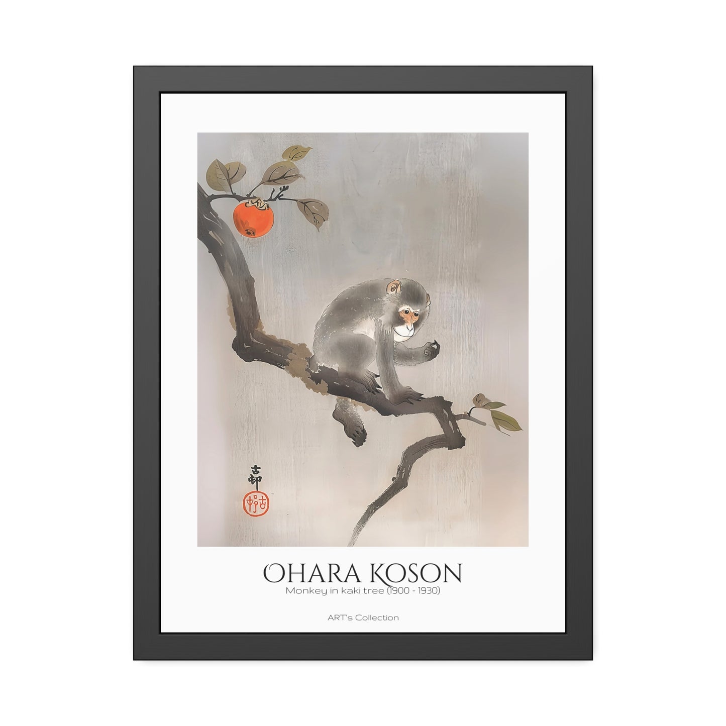 Monkey in kaki tree (1900-1930) by Ohara Koson / Affiche Encadrée série ART's Collection
