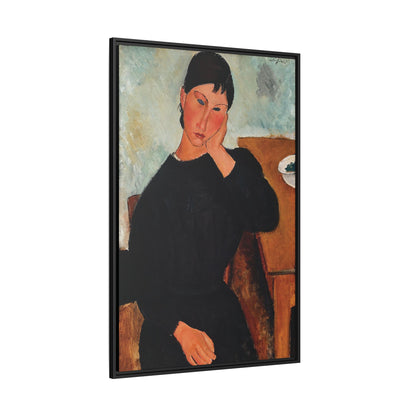 Elvira Resting at a Table (1919) by Amedeo Modigliani / Toile encadrée sur caisse américaine