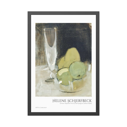 Green Apples And Champagne Glass (1934) by Helene Schjerfbeck / Affiche Encadrée série ART's Collection