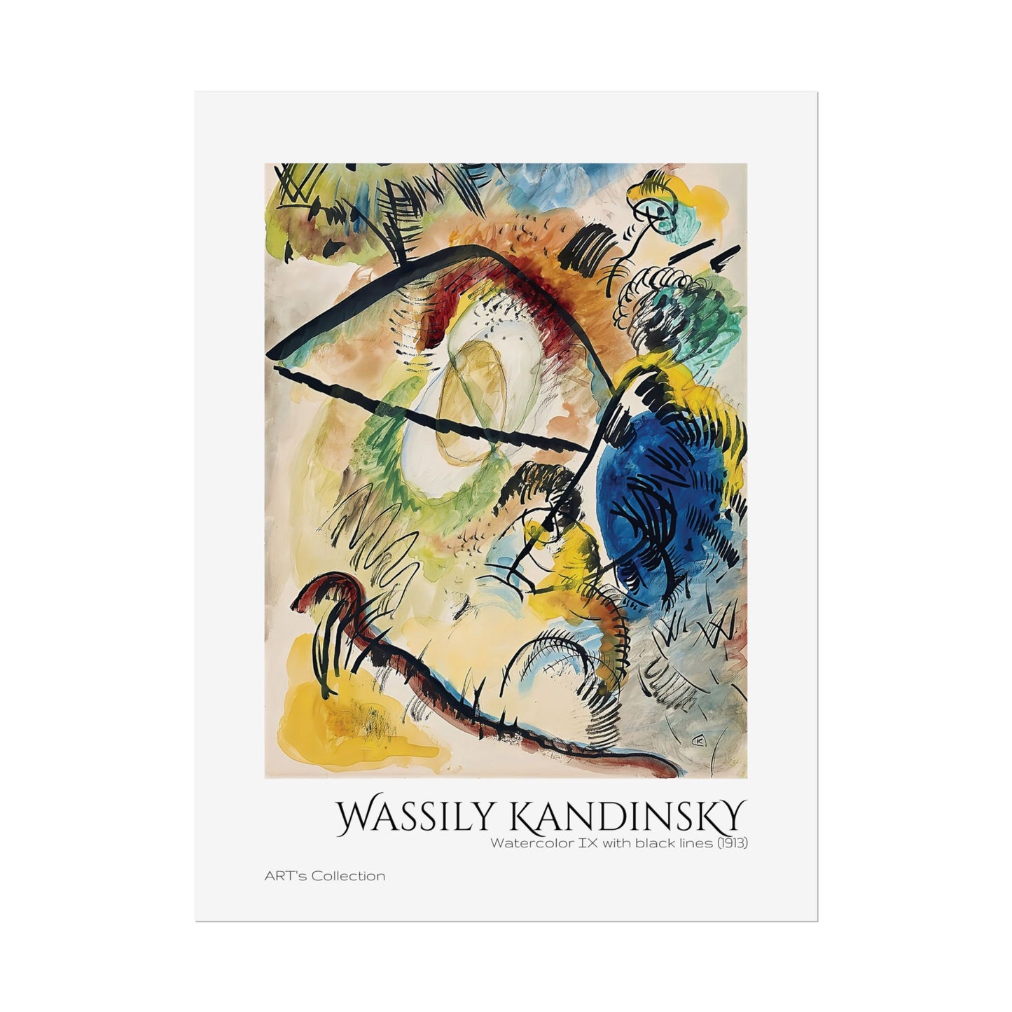 Watercolor IX with black lines (1913) by Wassily Kandinsky / Affiche imprimée - Série ART's Collection