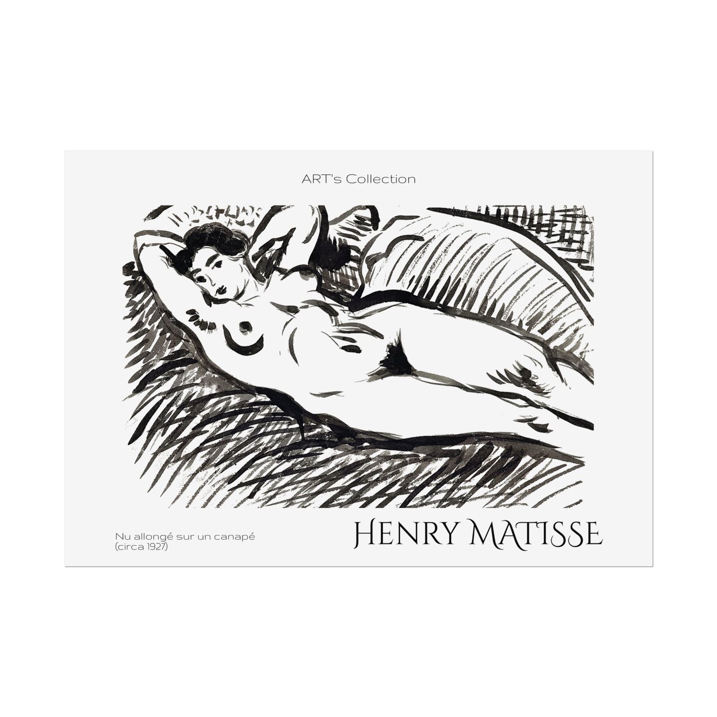 Nu allongé sur un canapé (circa 1927) by Henry Matisse / Affiche imprimée - Série ART's Collection