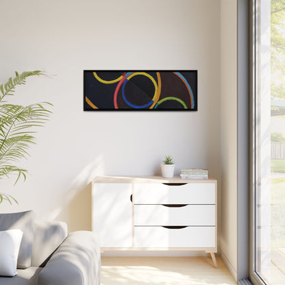 Relief noir avec des cercles de couleur  by Robert Delaunay  / Toile encadrée sur caisse américaine