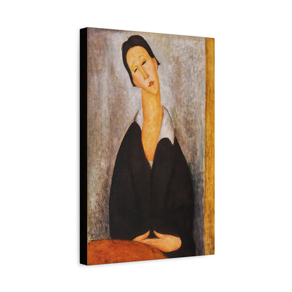 Portrait Of A Polish Woman  by Amedeo Modigliani / Reproduction Fine Art sur Toile / Flanc Large Epaisseur 3.2 cm - 1.25 inch