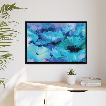 Tableau Floral Turquoise "Série Sign Collections" / Toile encadrée sur caisse américaine