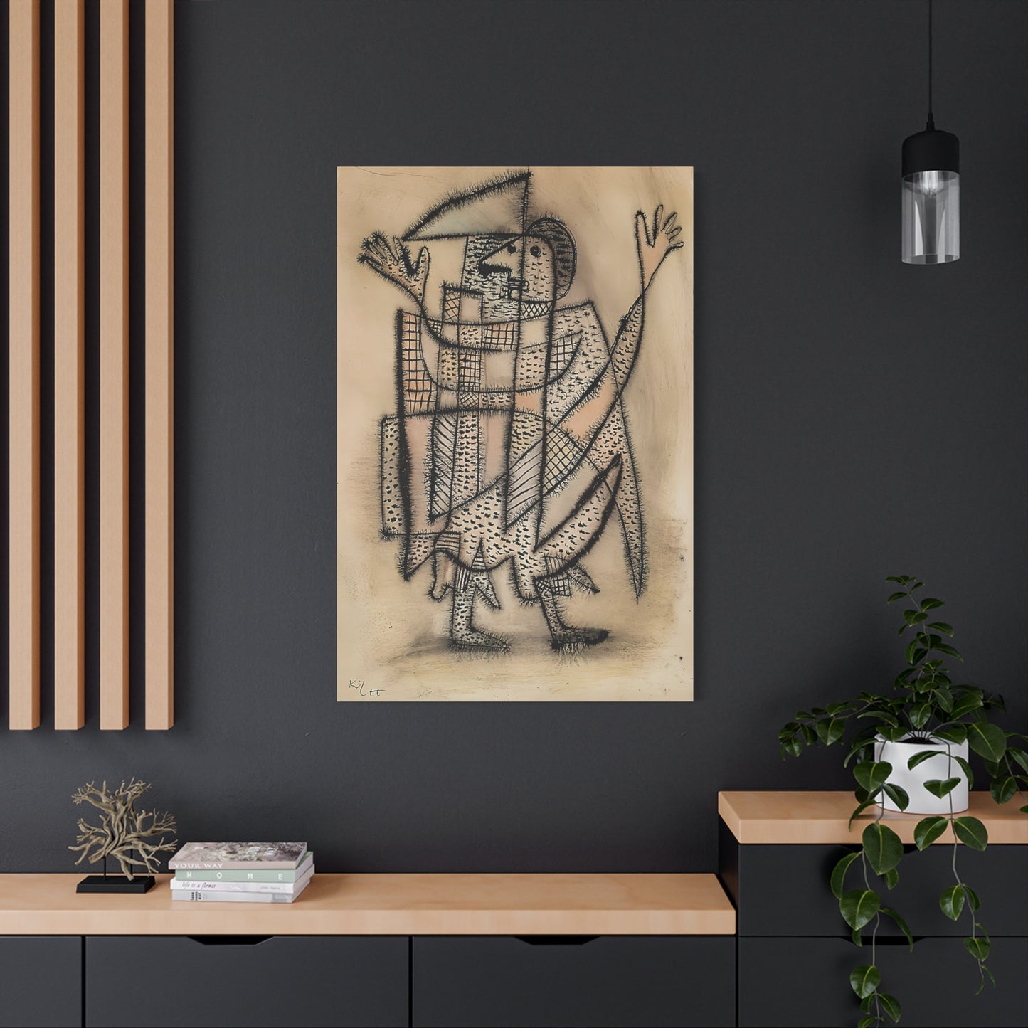 Maske mit Sense (1927) by Paul Klee  / Reproduction Fine Art sur Toile / Epaisseur 3.2 cm - 1.25 inch