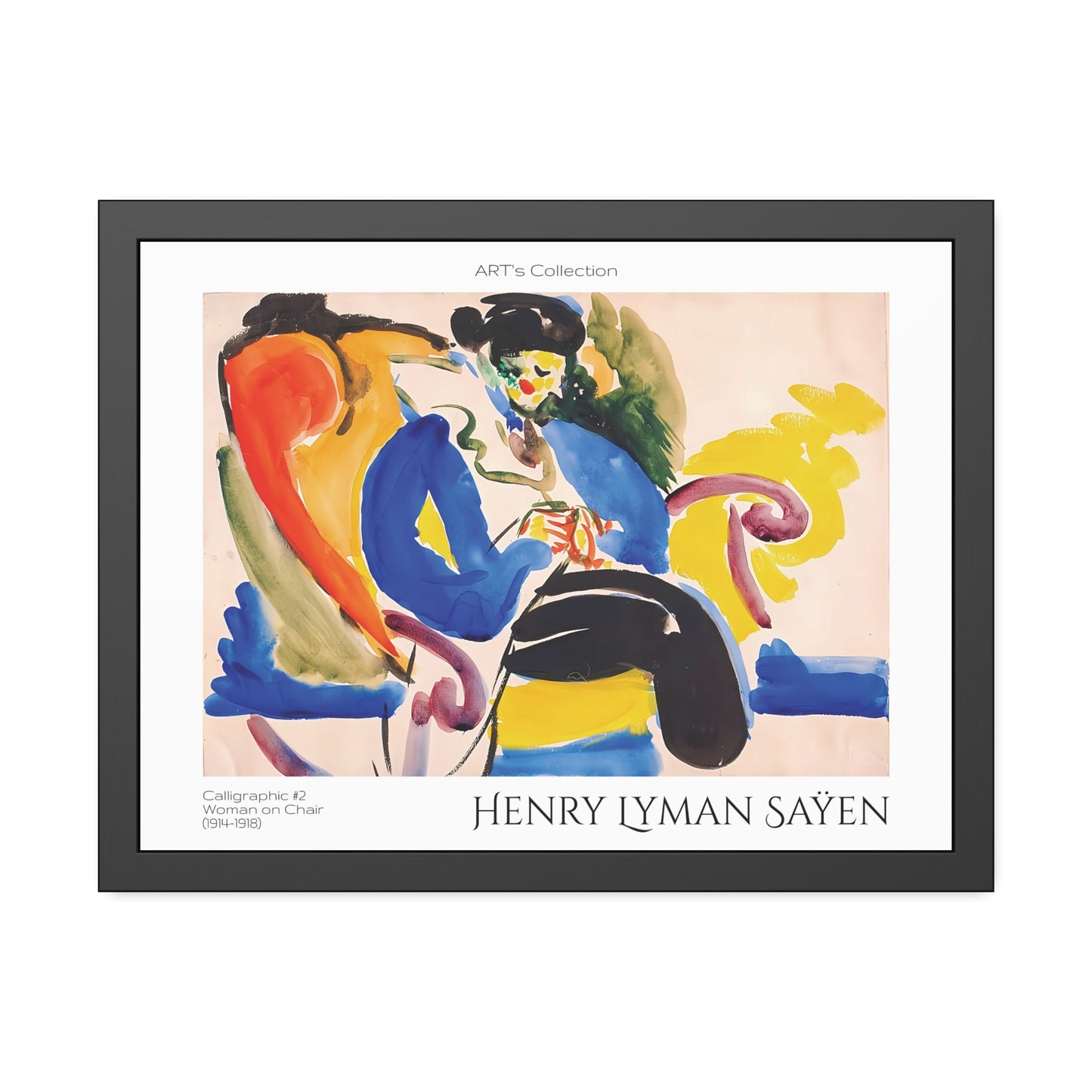 Calligraphic #2 Woman on Chair (1914-1918) by Henry Lyman Saÿen  / Affiche Encadrée série ART's Collection