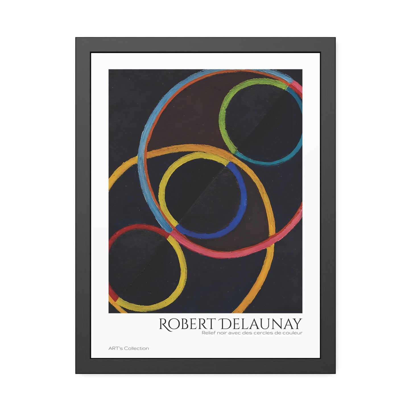 Relief noir avec des cercles de couleur by Robert Delaunay / Affiche Encadrée série ART's Collection