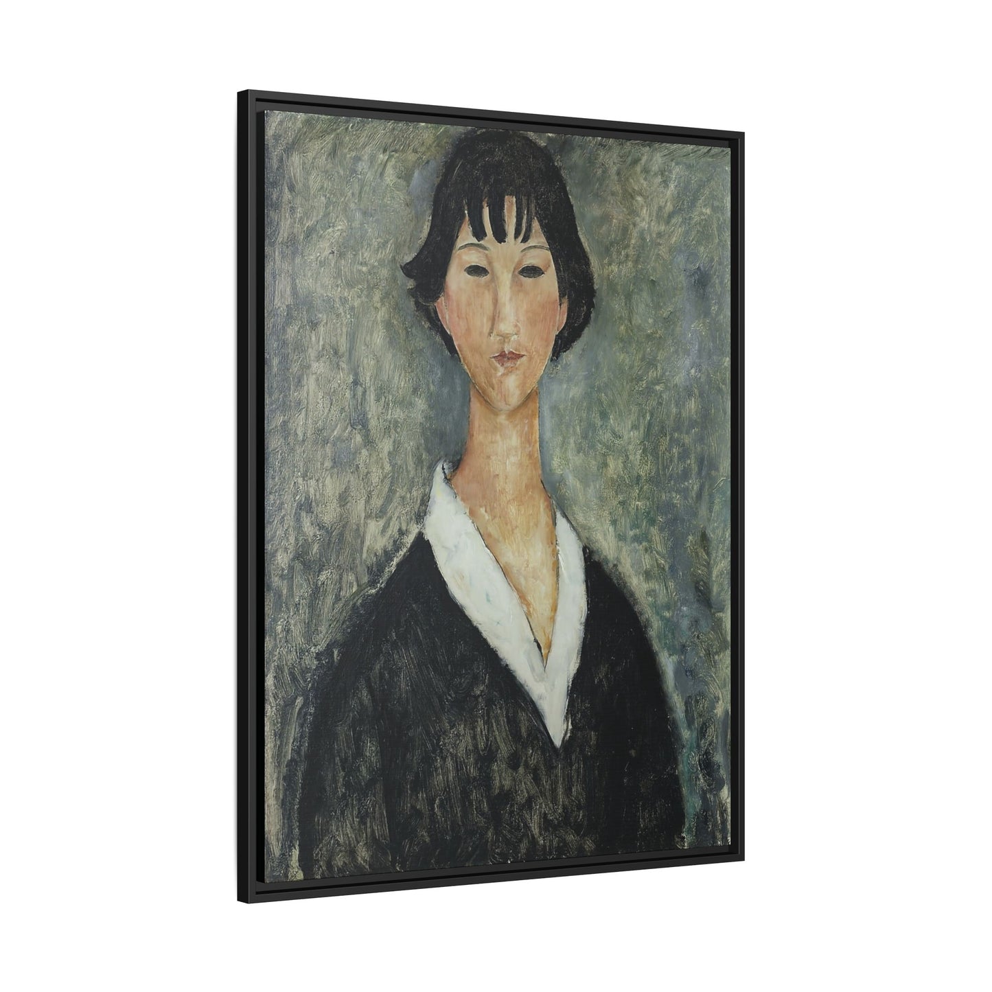 Jeune Fille Aux Cheveux Noirs by Amedeo Modigliani / Toile encadrée sur caisse américaine