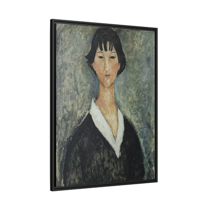 Jeune Fille Aux Cheveux Noirs by Amedeo Modigliani / Toile encadrée sur caisse américaine