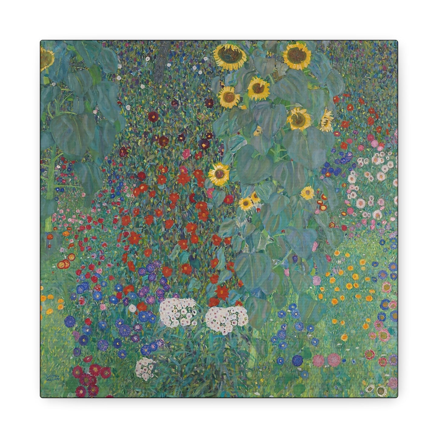 Cottage garden with sunflowers (1907) by Gustav Klimt / Reproduction Fine Art sur Toile / Flanc Large Epaisseur 3.2 cm - 1.25 inch