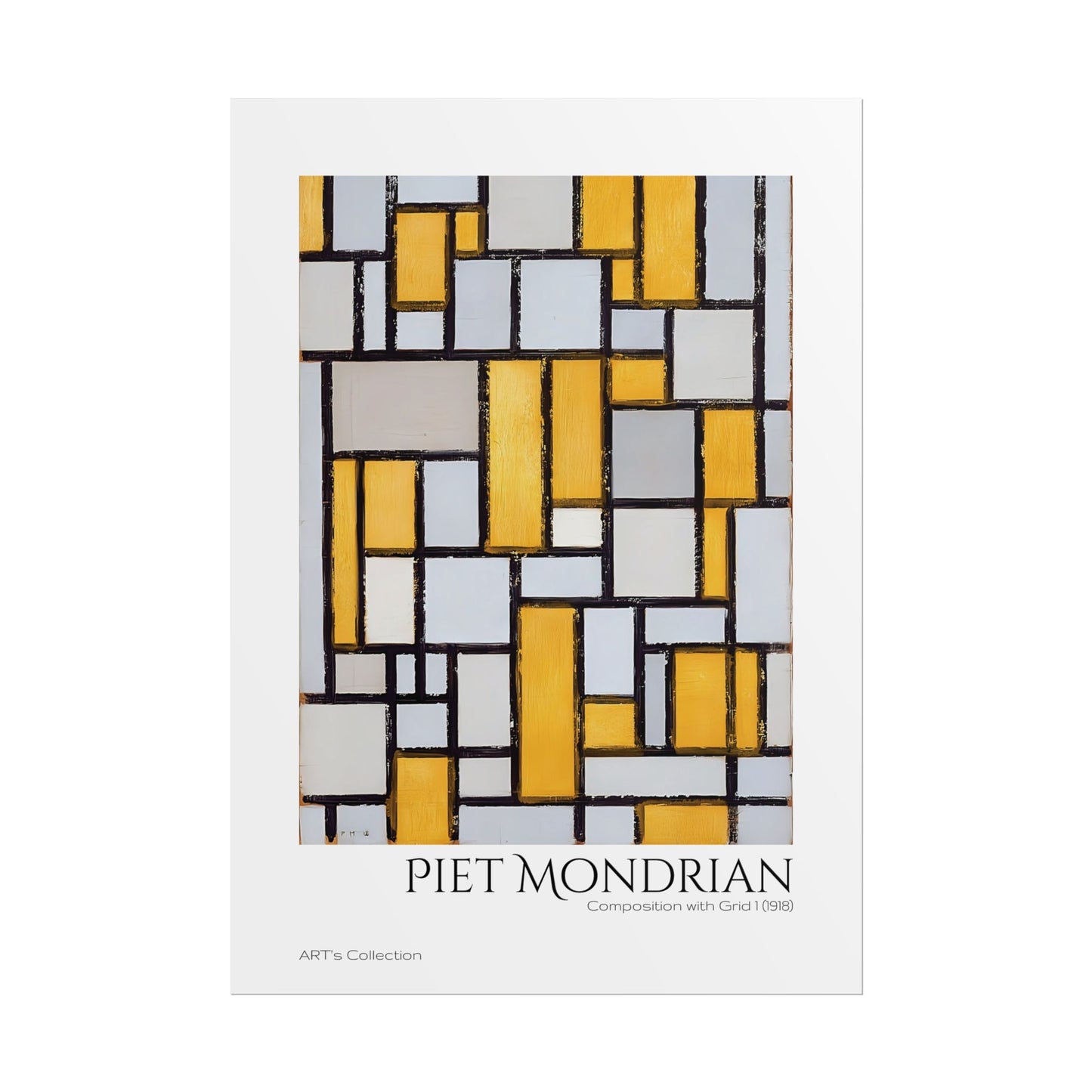 Composition with Grid 1 (1918) by Piet Mondrian / Affiche imprimée - Série ART's Collection
