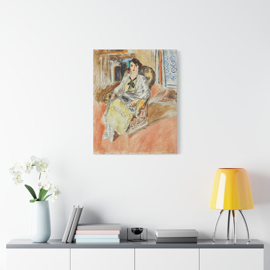 Jeune fille assise, robe jaune (1921-1922) by Henri Matisse / Reproduction Fine Art sur Toile /  Epaisseur 3.2 cm - 1.25 inch