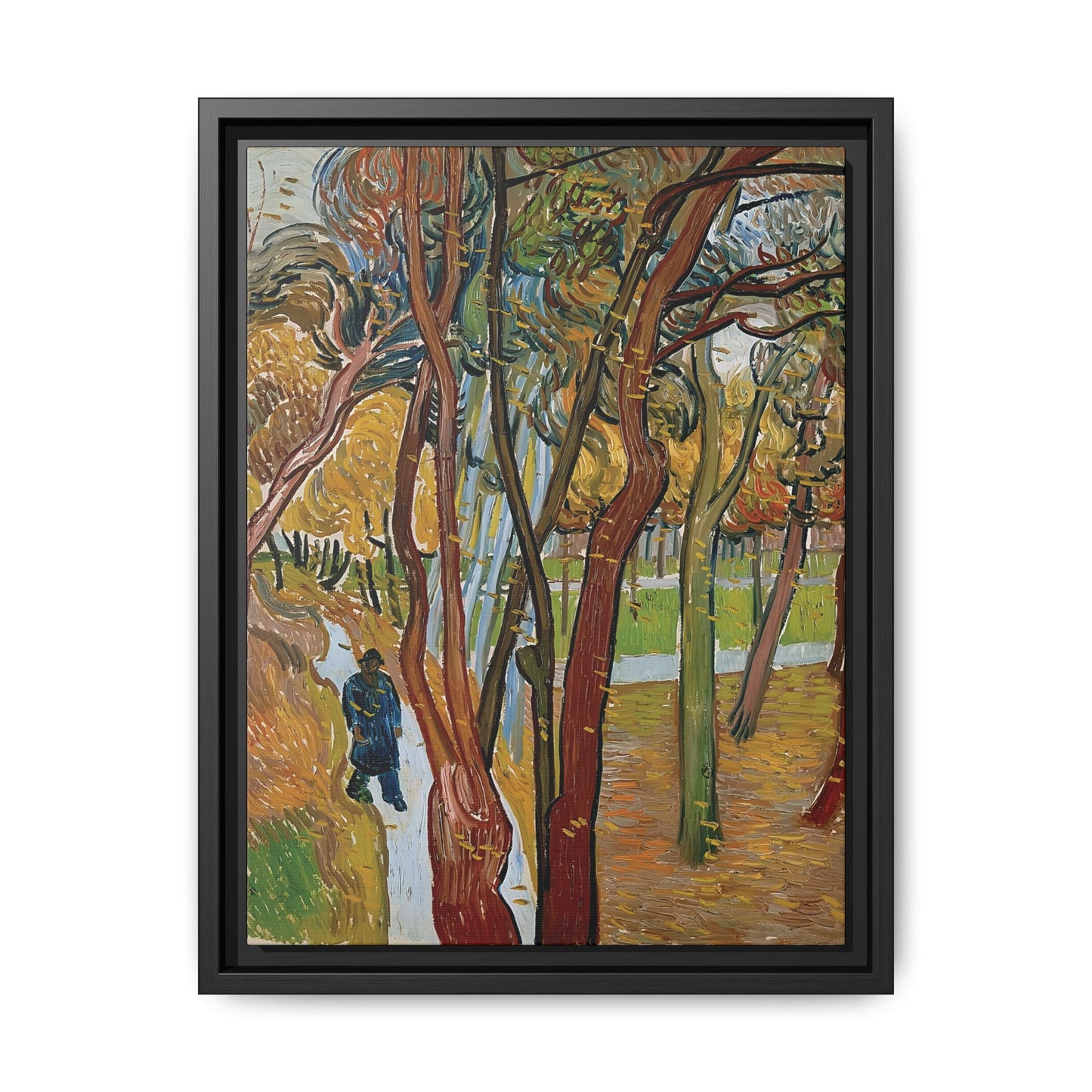 The garden of Saint Paul's Hospital (The fall of the leaves) by Vincent van Gogh / Toile encadrée sur caisse américaine