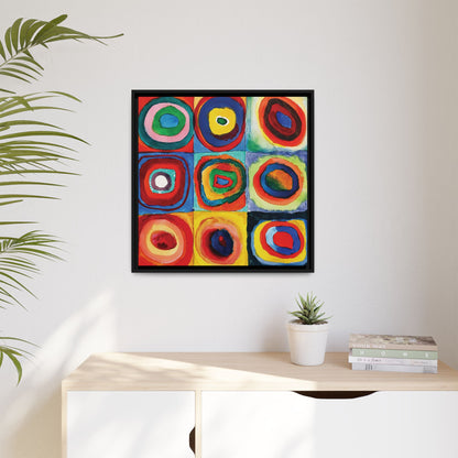Wassily Kandinsky / Etude De Couleurs : Carrés avec Cercles Concentriques (1913) /Toile encadrée sur caisse américaine