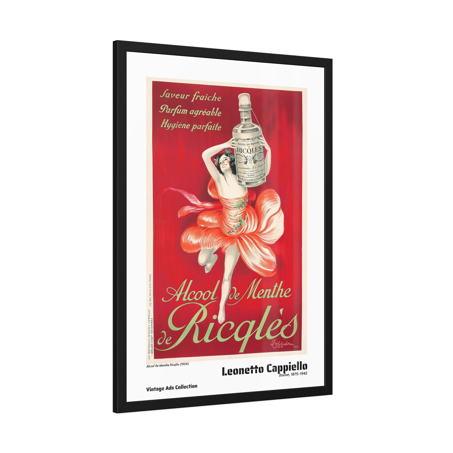 Alcool De Menthe Ricqlès (1924) by Leonetto Cappiello / Affiche Encadrée Série Vintage Ads Collection