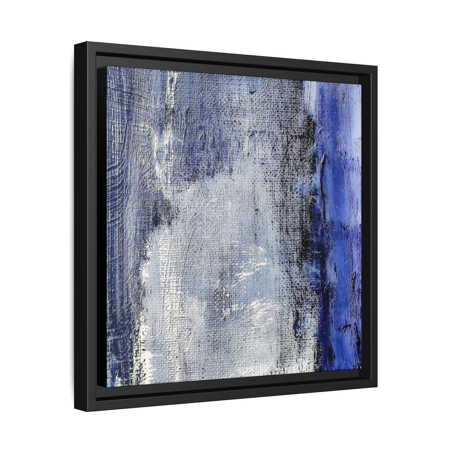 Tableau Beaux Arts Anthracite & Bleu Contrasté "Série Sign Collections" / Toile encadrée sur caisse américaine