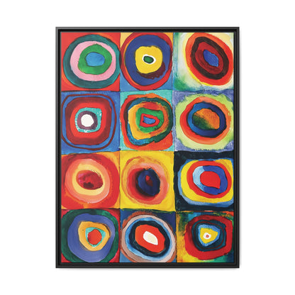 Wassily Kandinsky / Etude De Couleurs : Carrés avec Cercles Concentriques (1913) /Toile encadrée sur caisse américaine