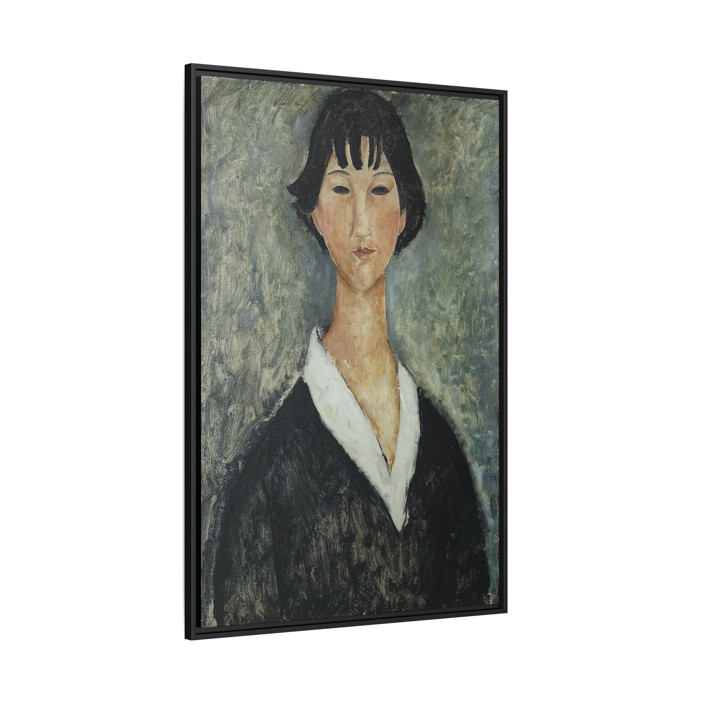 Jeune Fille Aux Cheveux Noirs by Amedeo Modigliani / Toile encadrée sur caisse américaine