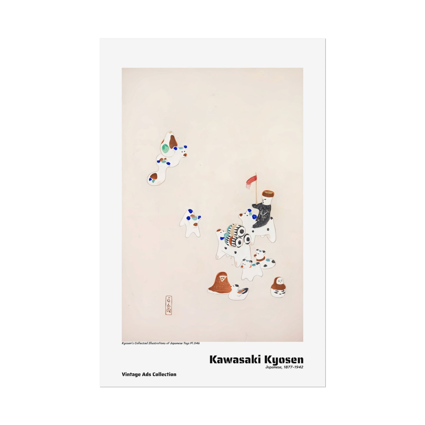 Kyosen's Collected Illustrations of Japanese Toys Pl.046 (1919) by Kawasaki Kyosen / Affiche imprimée - Série Vintage Ads Collection