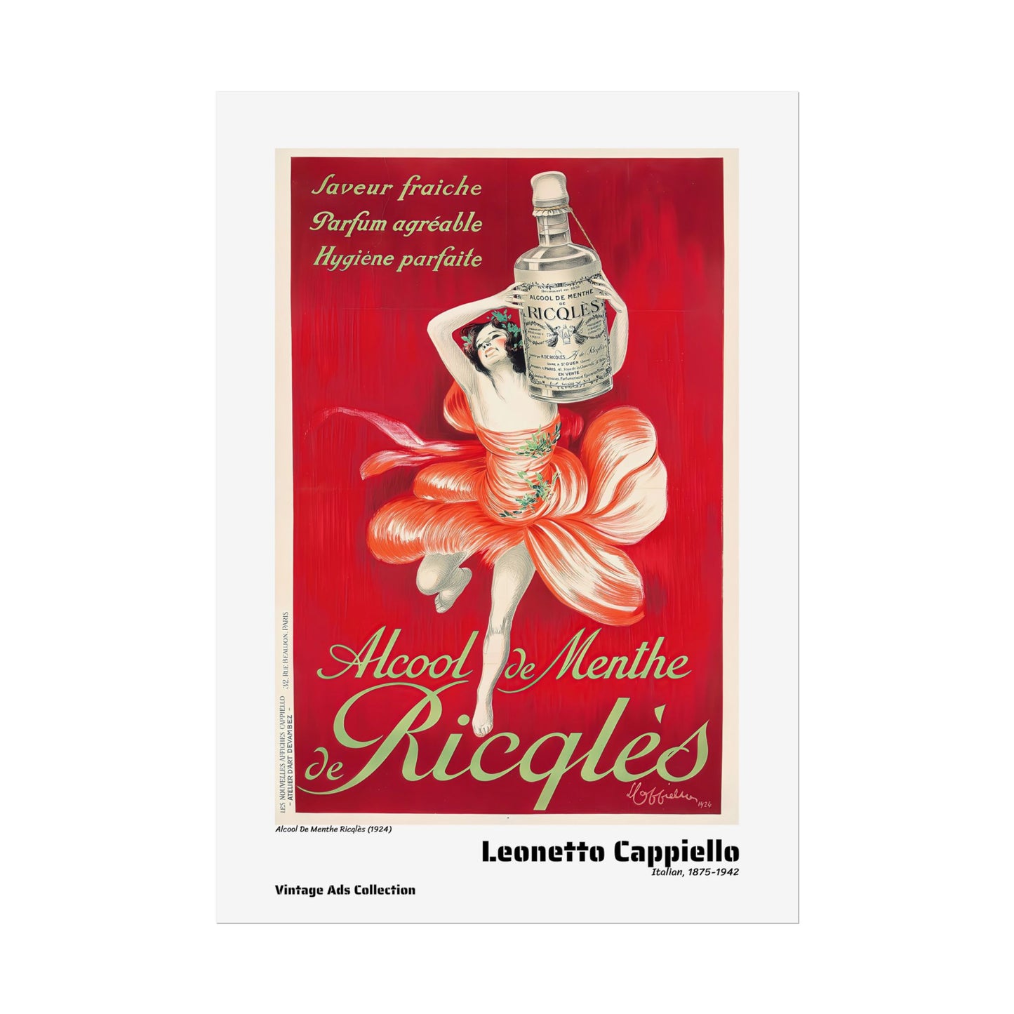 Alcool De Menthe Ricqlès (1924) by Leonetto Cappiello / Affiche imprimée - Série Vintage Ads Collection