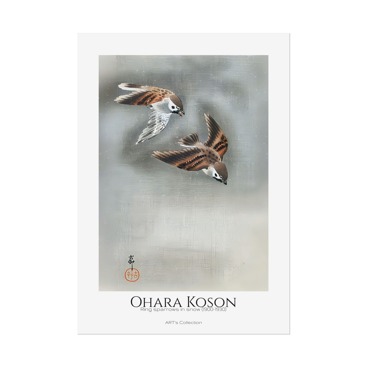 Ring sparrows in snow (1900 - 1930) by Ohara Koson / Affiche imprimée - Série ART's Collection