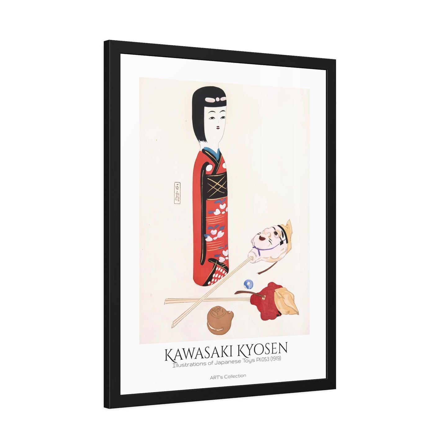 Illustrations of Japanese Toys Pl.053 (1919) by Kawasaki Kyosen / Affiche Encadrée série ART's Collection