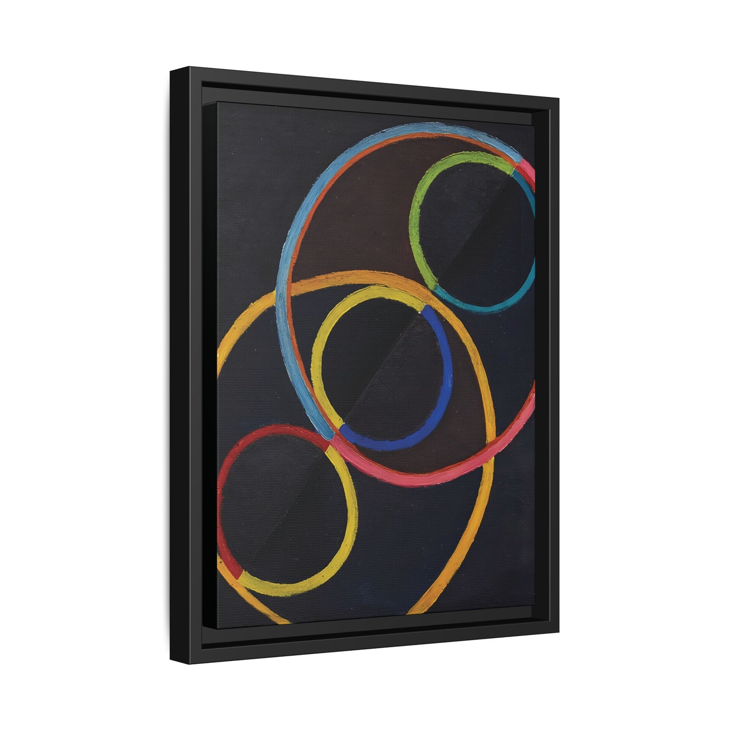 Relief noir avec des cercles de couleur  by Robert Delaunay  / Toile encadrée sur caisse américaine