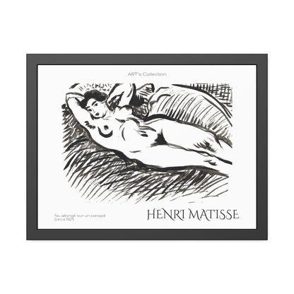 Nu allongé sur un canapé (circa 1927) by Henry Matisse  / Affiche Encadrée série ART's Collection
