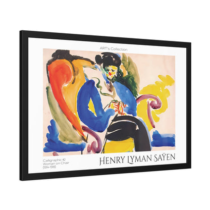 Calligraphic #2 Woman on Chair (1914-1918) by Henry Lyman Saÿen  / Affiche Encadrée série ART's Collection