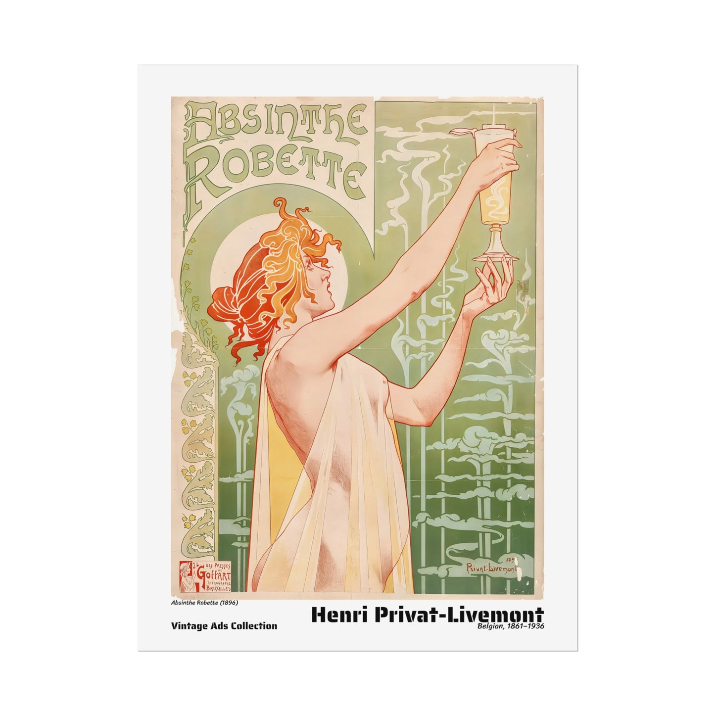 Absinthe Robette (1896) by Henri Privat-Livemont (Belgian, 1861-1936) / Affiche imprimée - Série Vintage Ads Collection