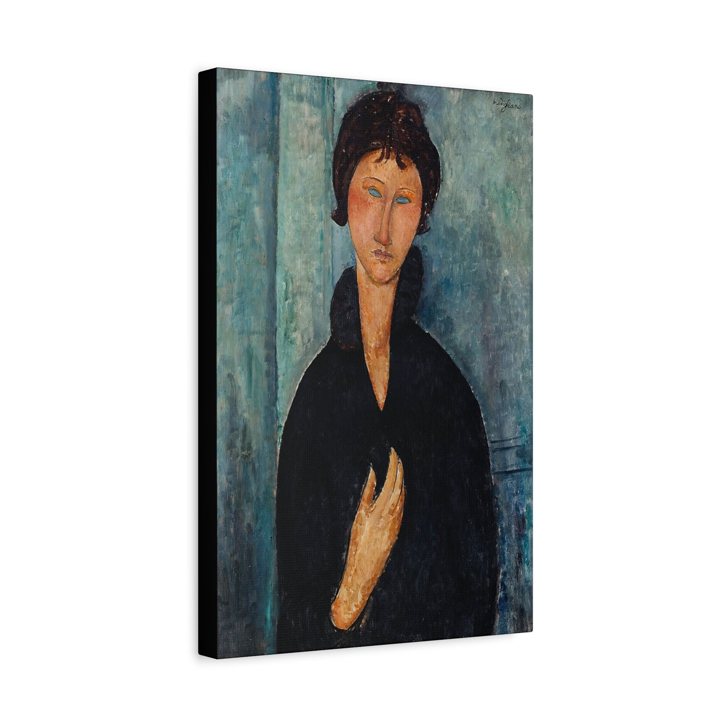 Femme aux yeux bleus (1918) by Amedeo Modigliani / Reproduction Fine Art sur Toile / Flanc Large Epaisseur 3.2 cm - 1.25 inch