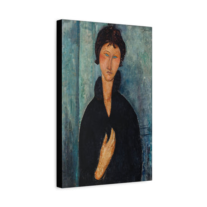 Femme aux yeux bleus (1918) by Amedeo Modigliani / Reproduction Fine Art sur Toile / Flanc Large Epaisseur 3.2 cm - 1.25 inch